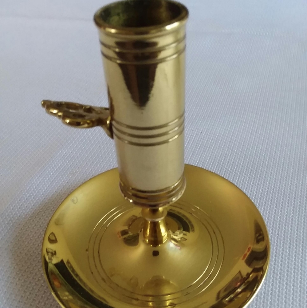 Vtg Solid Brass Adj Cndlstk/Baldwin